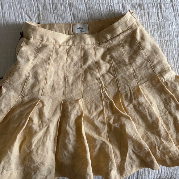 Wilfred Tan 100% linen PleatedSkirt